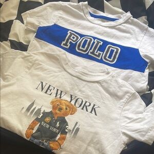 2 Polo by Ralph Lauren Kids White and Blue Graphic T-Shirts